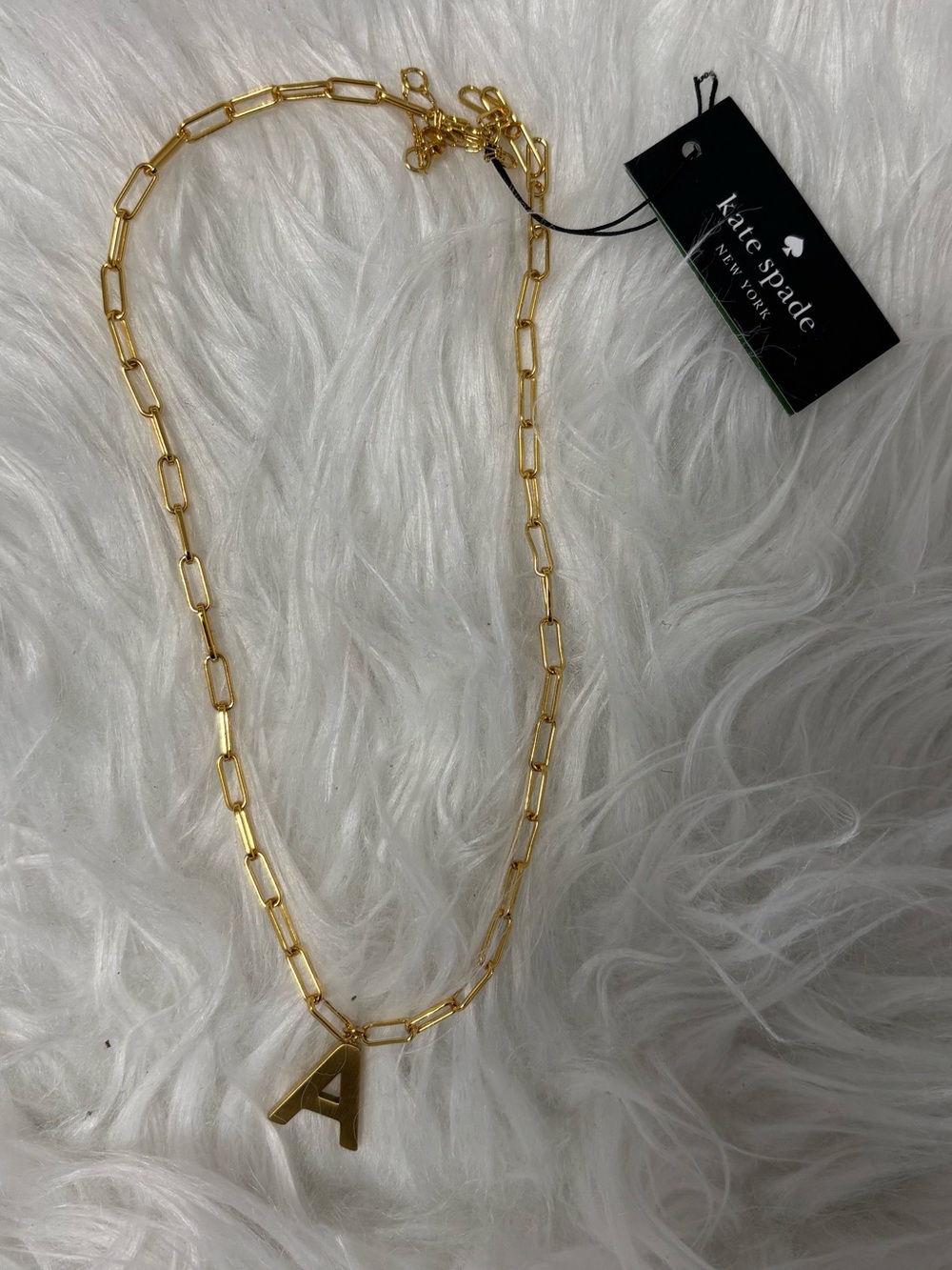 kate spade Gold Paperclip Chain Necklace with 'A' Initial Pendant